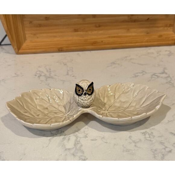 vintage Otagiri owl leaf design relish or snack tray trinket bowl mid century - Picture 1 of 11